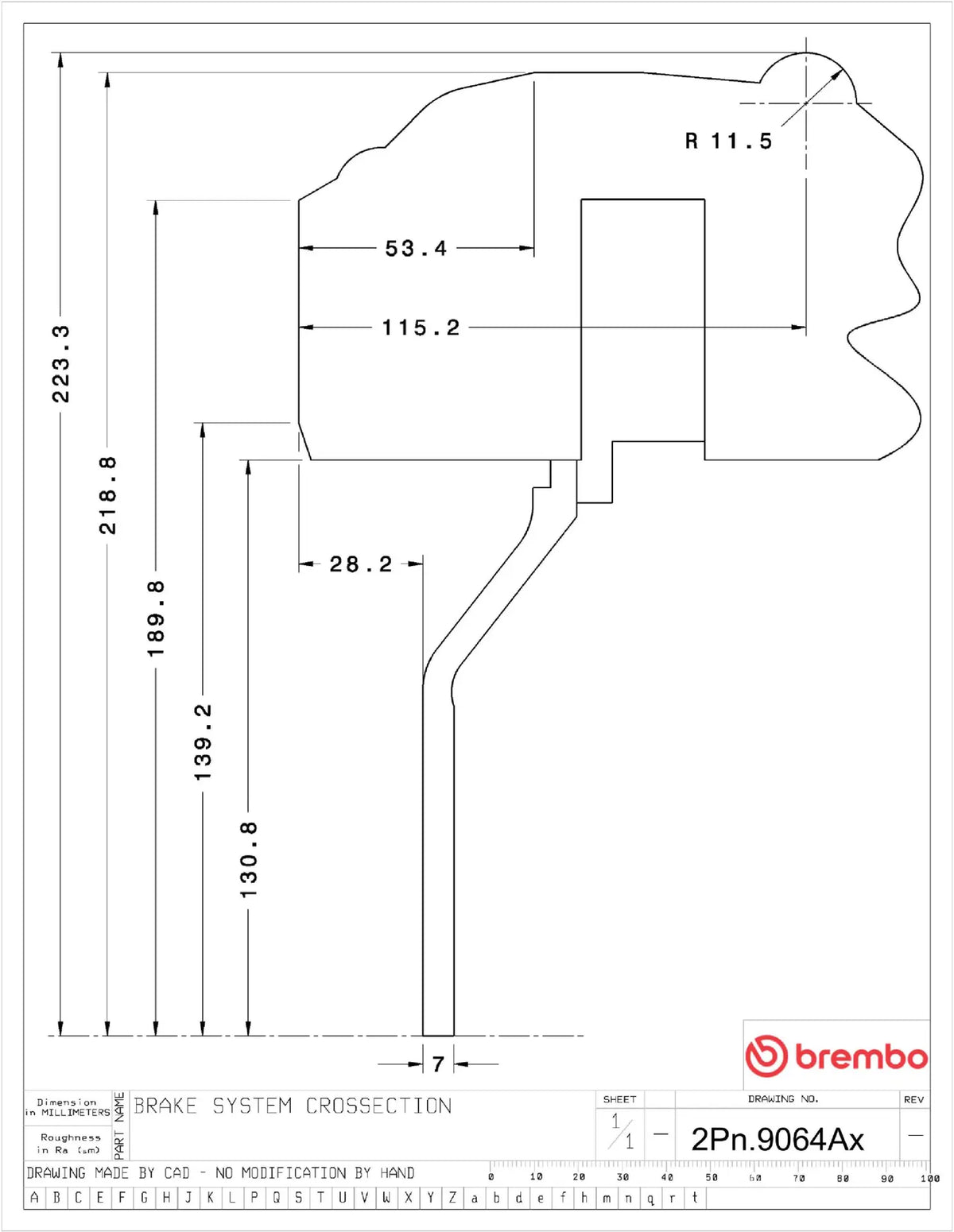 Brembo Brake Kit BMW Z4 (G29) 2019- GT-R - Brembo technical drawing 2Pn.9064Ax