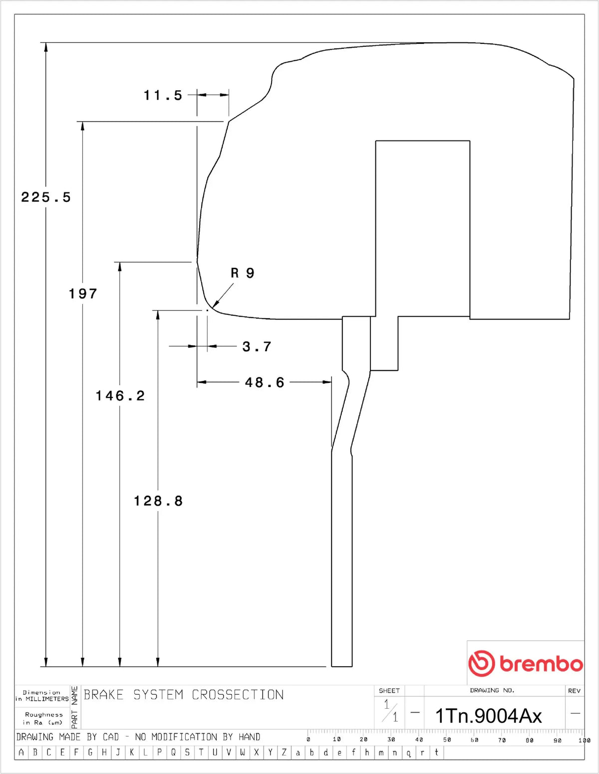 Brembo Brake Kit Audi TTS Fv / 8s 2016-2023 GT-BM - Brembo technical drawing 1Tn.9004Ax