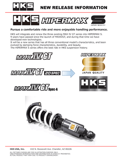 HKS HIPERMAX S Coilovers Nissan Skyline (ER34) 80300-AN005 — manufacturer detail
