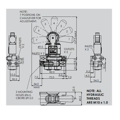 AP RACING 7 Position Twin Bore Proportioning Brake Bias Valve