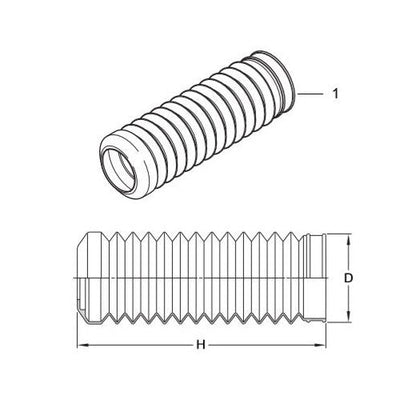 Öhlins 10216-01 dust boot technical drawing — style illustration, not photograph