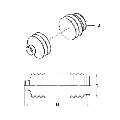 Öhlins 10216-03 dust boot technical drawing — style illustration, not photograph