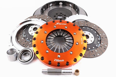 Xtreme Outback 230mm Rigid Organic Twin Plate Clutch Kit Nissan Patrol Y61 4.2 TD with Flywheel KNI23542-2G
