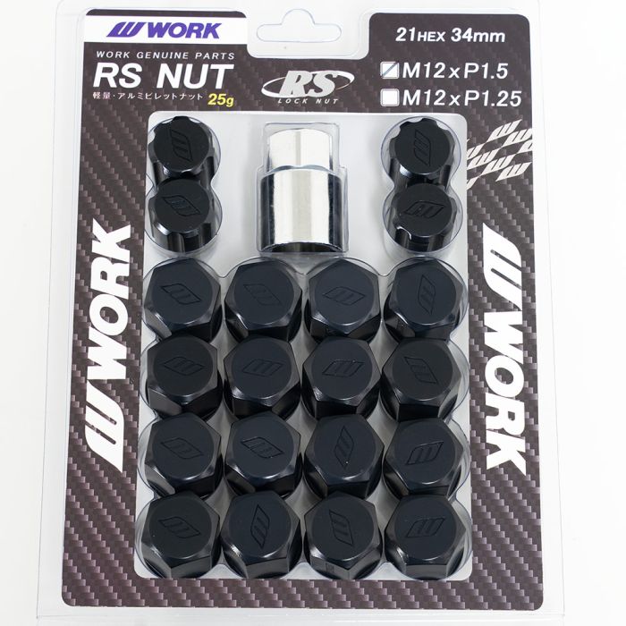 WORK RS Wheel Nuts and Locking Nuts Set M12X1.25 - Closed end - Black