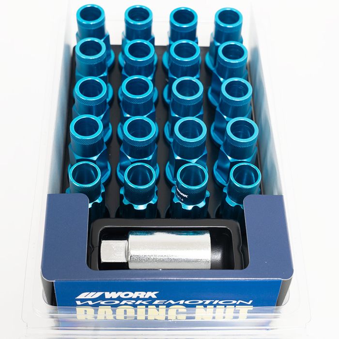 WORK Wheel Nuts and Locking Nuts Set M12X1.5 - Open end - Blue