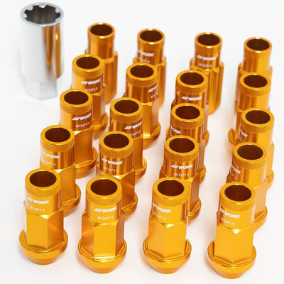 WORK Wheel Nuts and Locking Nuts Set M12X1.5 - Open end - Orange