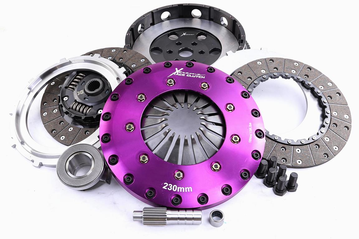 Xtreme Clutch KMZ23530-2A sprung organic twin plate clutch kit, single-mass flywheel and fitting components